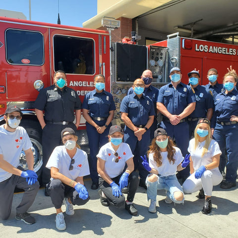 Fuel Them LA: Feeding Our Frontline Healthcare & Rescue Workers, image of fuelthem la team and la firefighters.