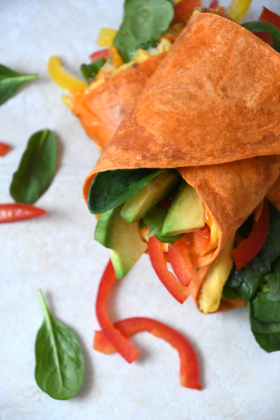 Daily Kneads Roasted Red Pepper Tortillas Wraps with Breakfast Recipe Vegetarian