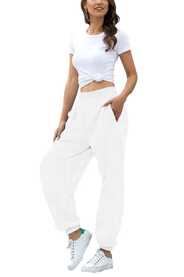 white high waisted sweatpants