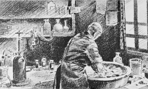 Der medizinische Pionier Ignaz Semmelweis wusch vor der Operation seine Hände in Chlorkalkwasse