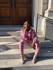 womens pink velour sweatsuit 