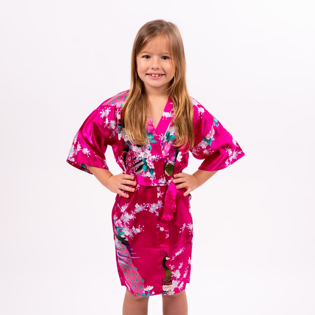 Yying Kid Flower Girl Robe Pure Color Kimono Wedding Party Getting Robe
