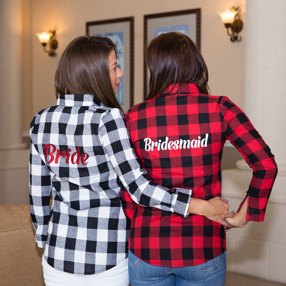 monogrammed flannel shirts for bridesmaids