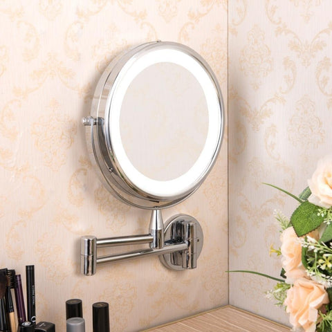 Adjustable LED Makeup and Bathroom Mirror for Tiny Home bathroom space saving solutions, at Estilo Living.