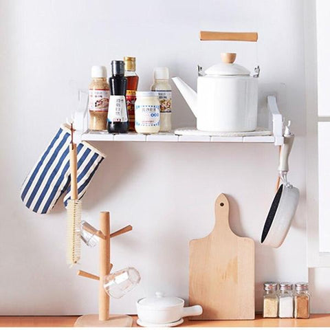 Dynamic Folding Wall Mounted Storage Shelves for small kitchen wall storage, from Estilo Living