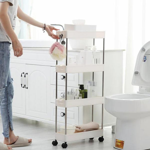 Mobile Trolley Storage Shelves on Wheels for kitchen and bathroom storage, from Estilo Living
