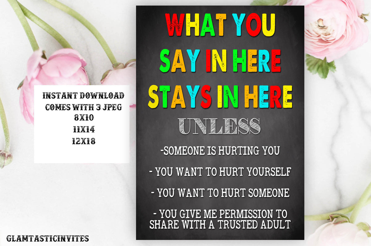 What You Say in Here Stays in Here Counselor Confidentiality Sign Inst ...1199 x 798