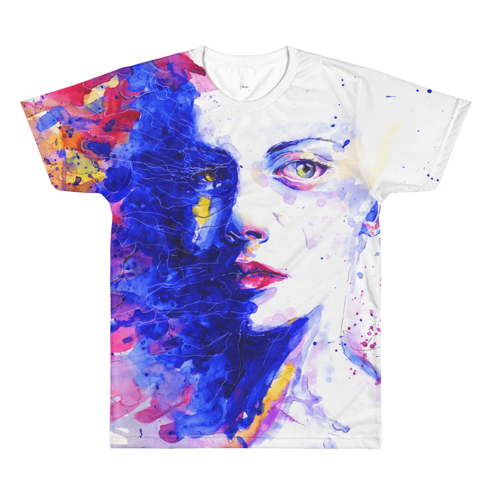 Splash Art Woman Portrait Men S All Over Printed T Shirt Justwear It
