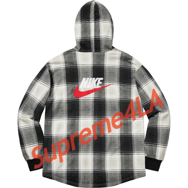 supreme nike plaid hooded sweatshirt black