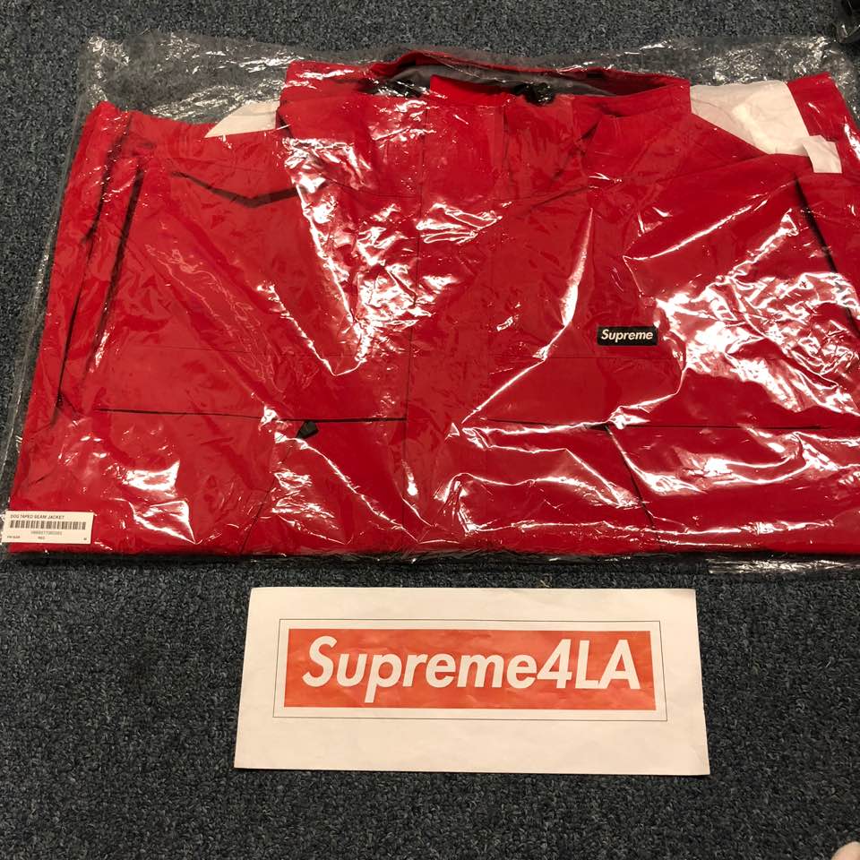 supreme taped seam jacket red