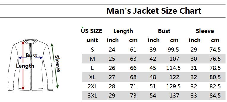 Bomber Jacket size chart