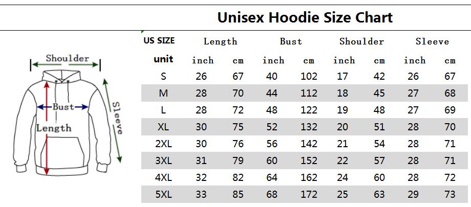 Hoodie Sizing Chart