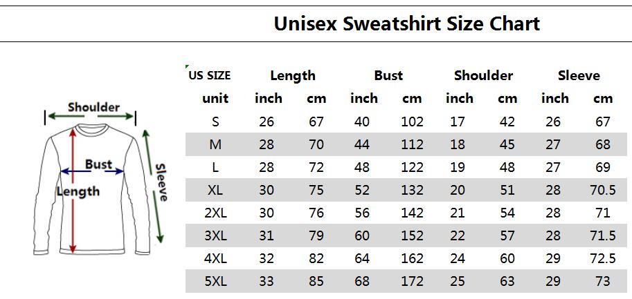 Long Sleeve Sizing Chart