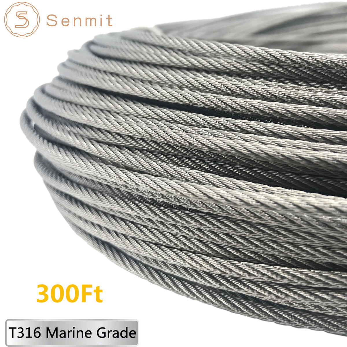 Deck Chandelier Guides Xtili T316 Stainless Steel 1000FT 1/8inch 7X7Strands Construction Aircraft Wire Rope for Cable Railing Kit,DIY,Marine Grade,Wire guardrails Clothesline Cable 