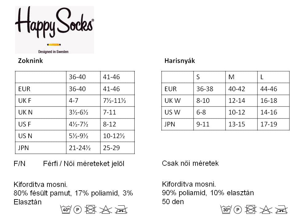 Méretek: Happy Socks