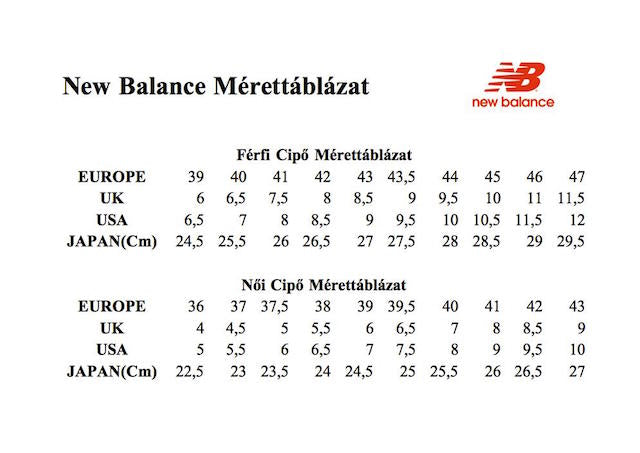 Méretek: New Balance