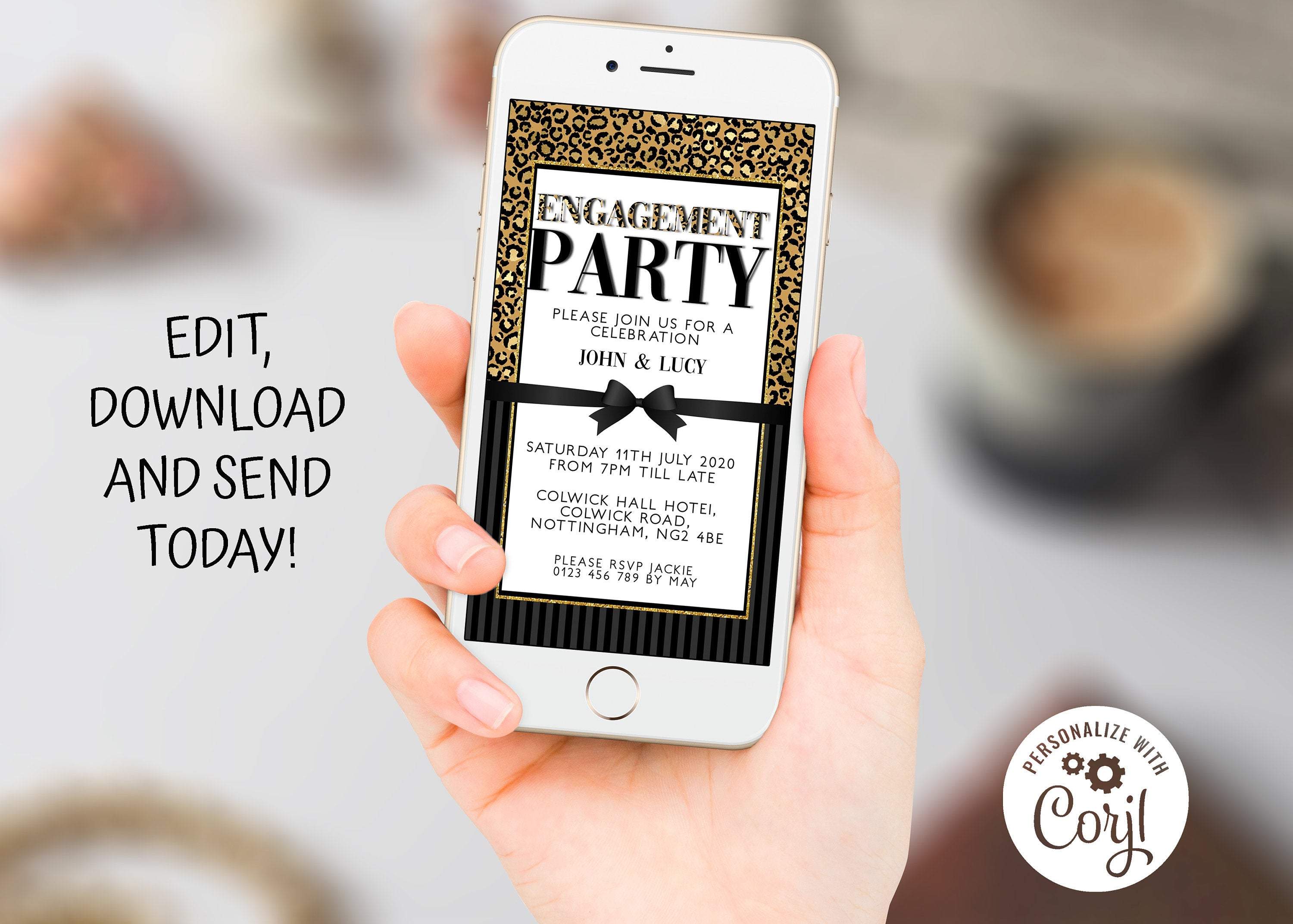 Digital Engagement Party Invitation Digital Invitation Editable Engagement iPhone Evite Digital Party Invite Template SMS Invitation