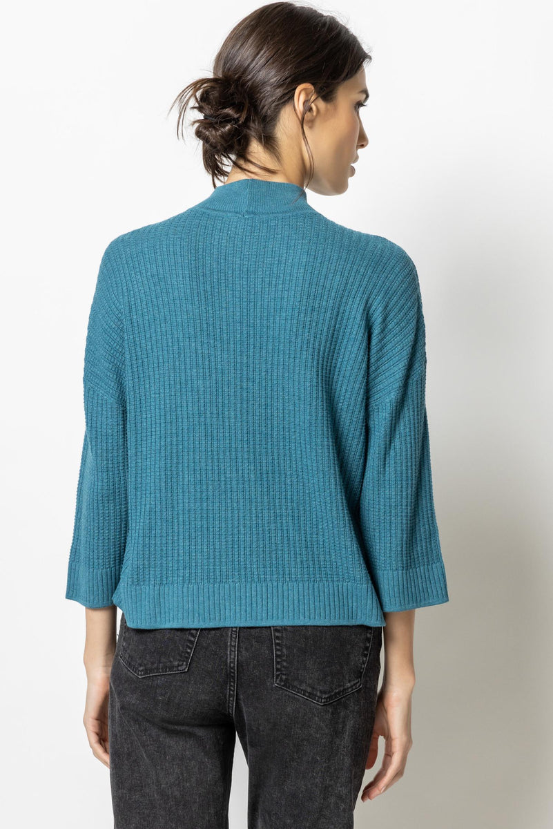 3/4 Sleeve Boxy Mock Neck Sweater