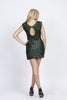 Alice & Olivia emerald sequin keyhole back dress