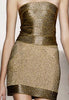 Herve Leger gold lurex chainstitched strapless dress