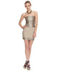 Herve Leger gold lurex chainstitched strapless dress