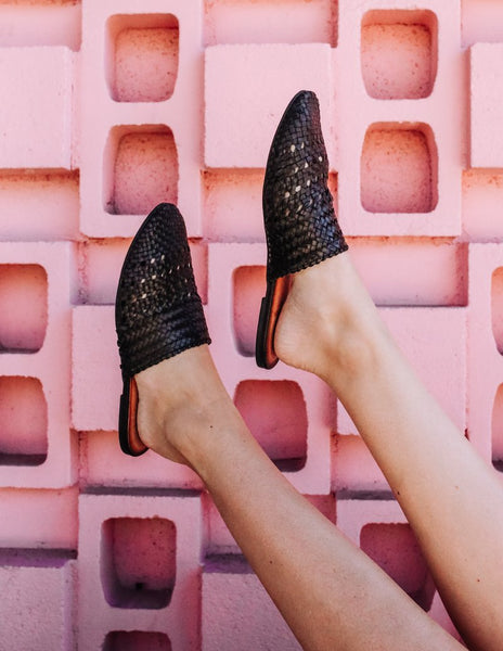 wicker slides black modern bohemian shoes
