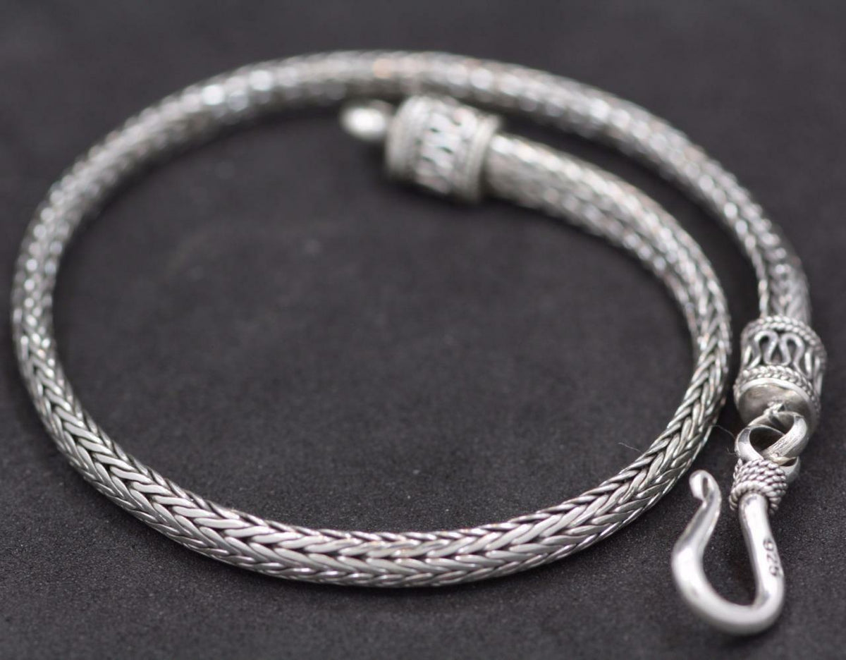 Solid 925 Sterling Silver Weave Bracelet Bali Tulang Naga Men Women Jewelry New