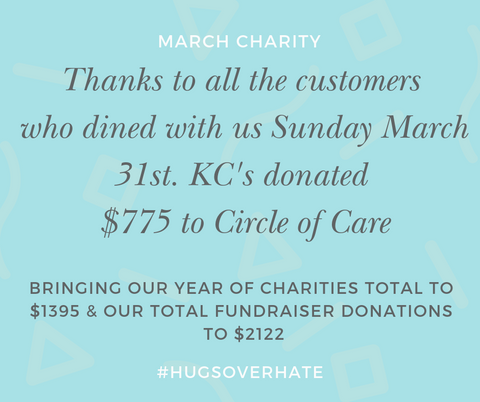 Text - KCs Restaurant a year of charities