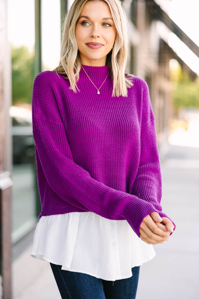 afstuderen resterend Voorspeller Focus On You Magenta Purple Layered Sweater – Shop The Mint