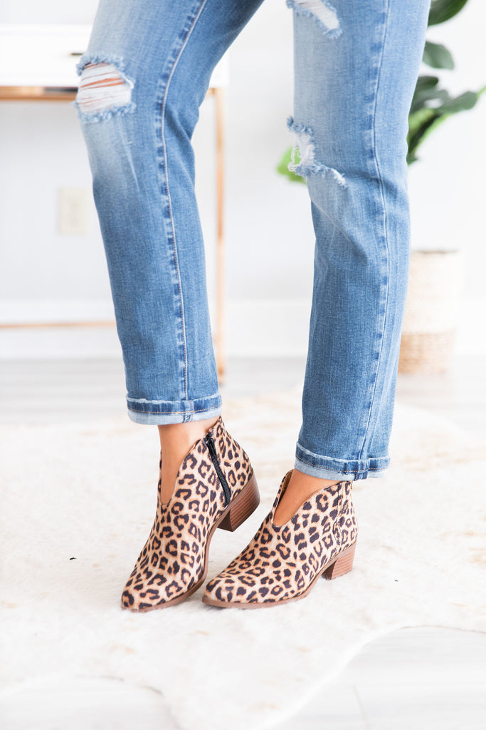leopard print heeled booties