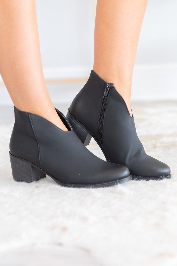 black slip on ankle boots