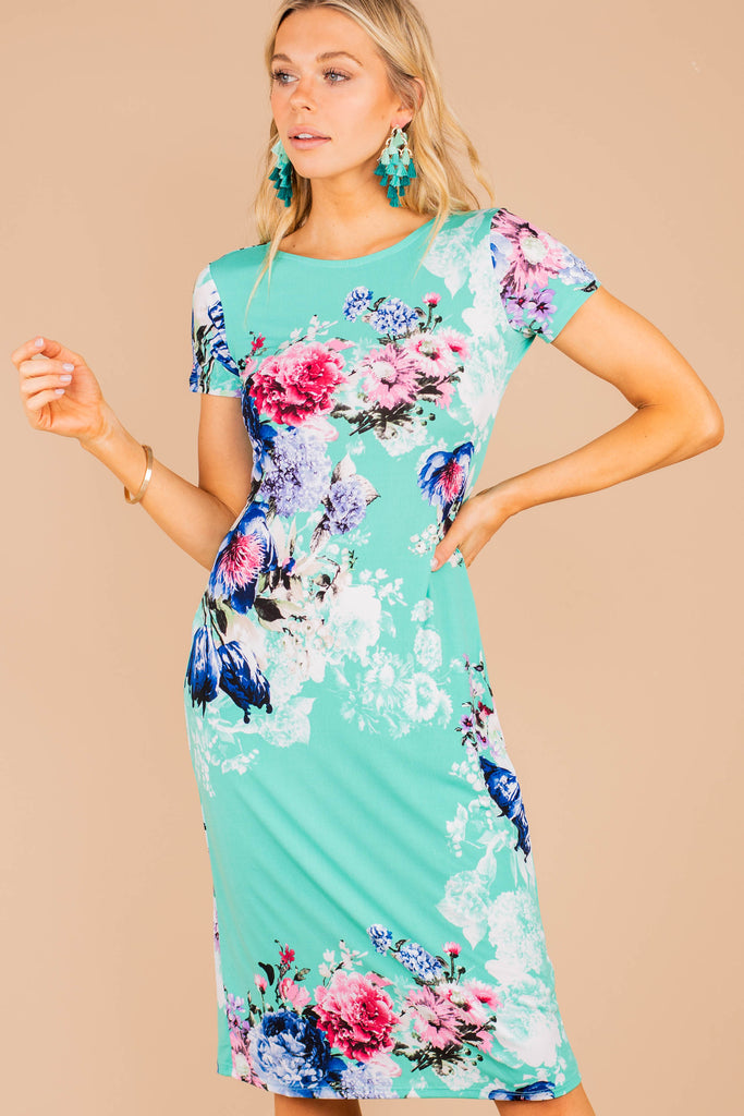 mint floral midi dress