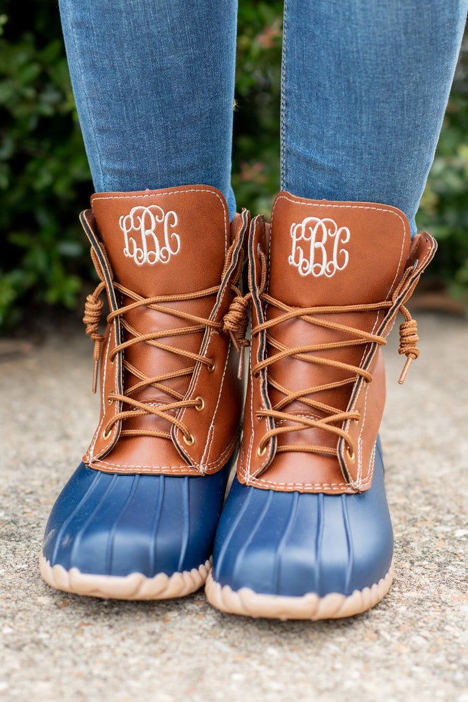 duck boots with monogram