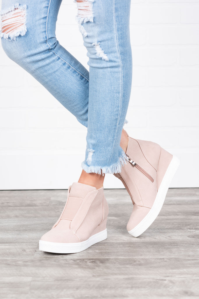 Sassy Blush Pink Wedge Sneakers – The 