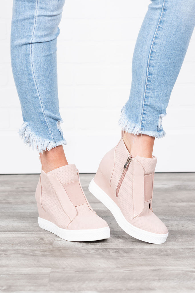 Sassy Blush Pink Wedge Sneakers – The 