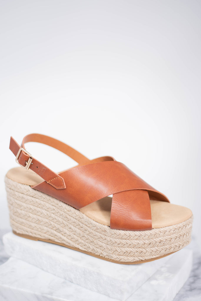 What Comes Next Cognac Brown Wedges 
