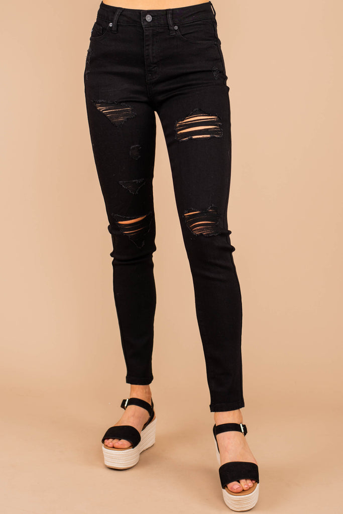 Hooked On A Feeling Black Distressed Skinny The Mint