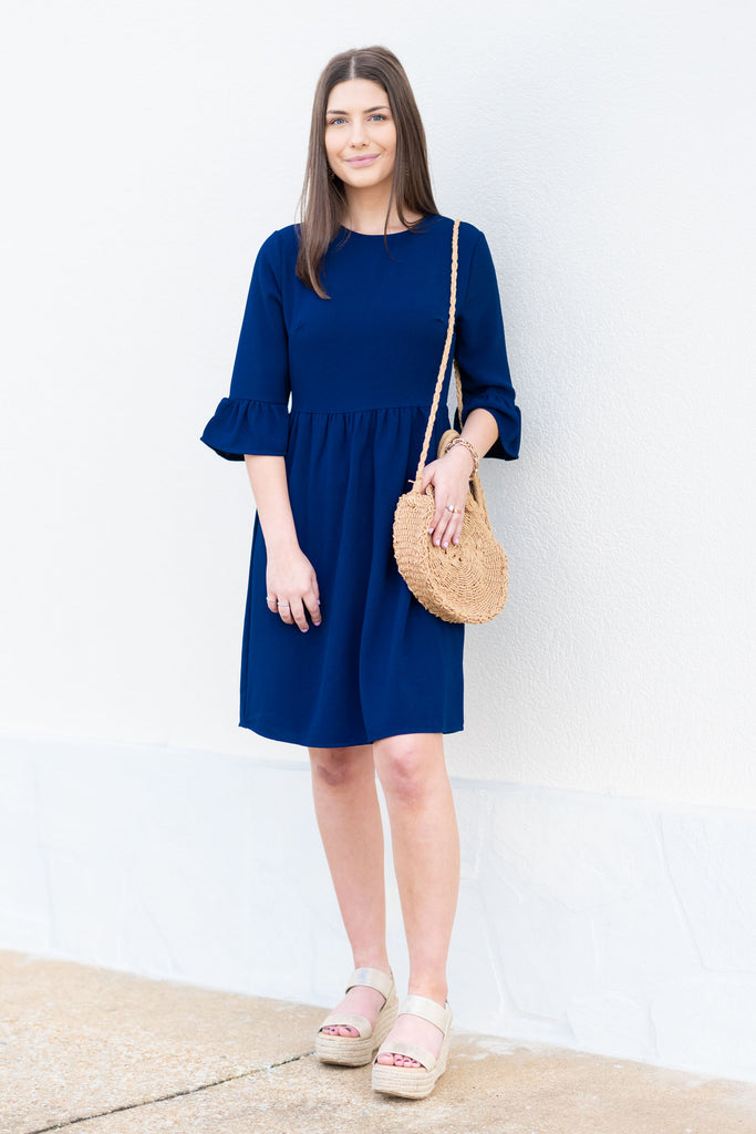 Dreaming Of The Day Navy Blue Peplum Dress The Mint Julep Boutique