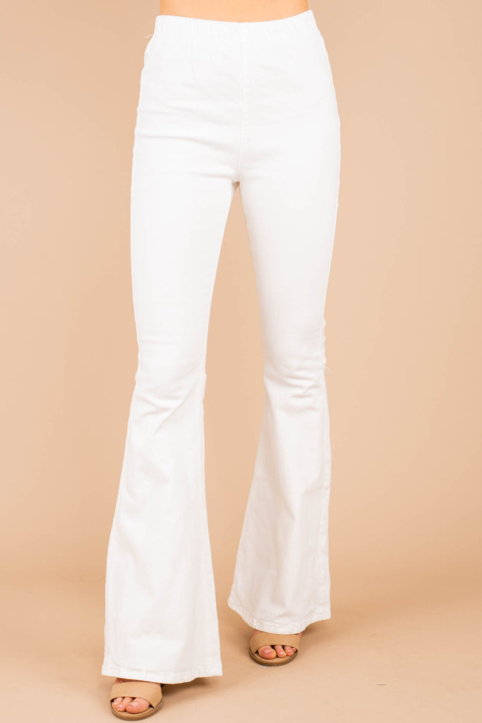 elastic waist white jeans