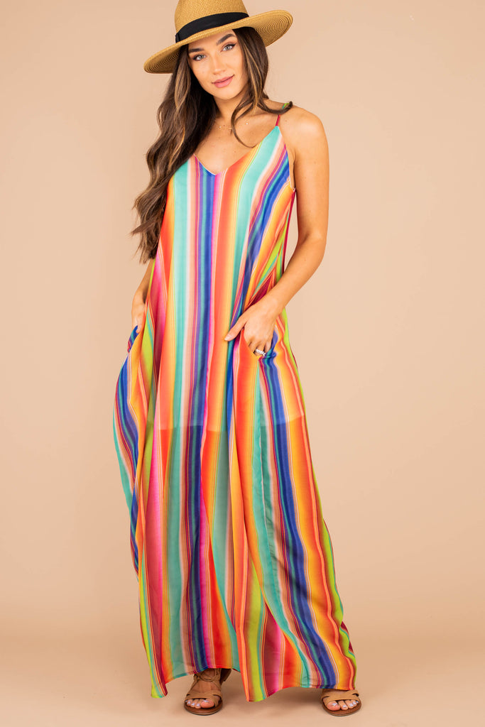 multi stripe maxi dress