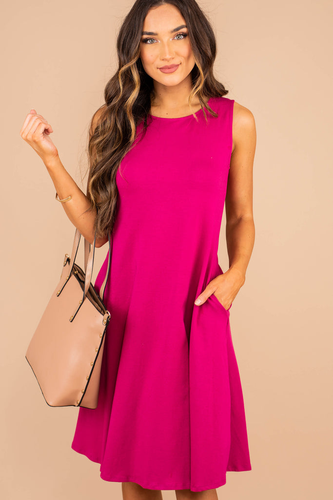 pink fit flare dress