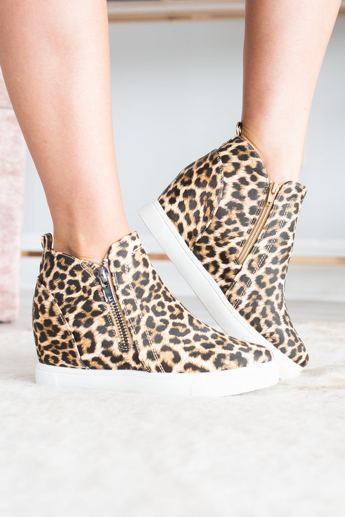 leopard print wedge sneakers