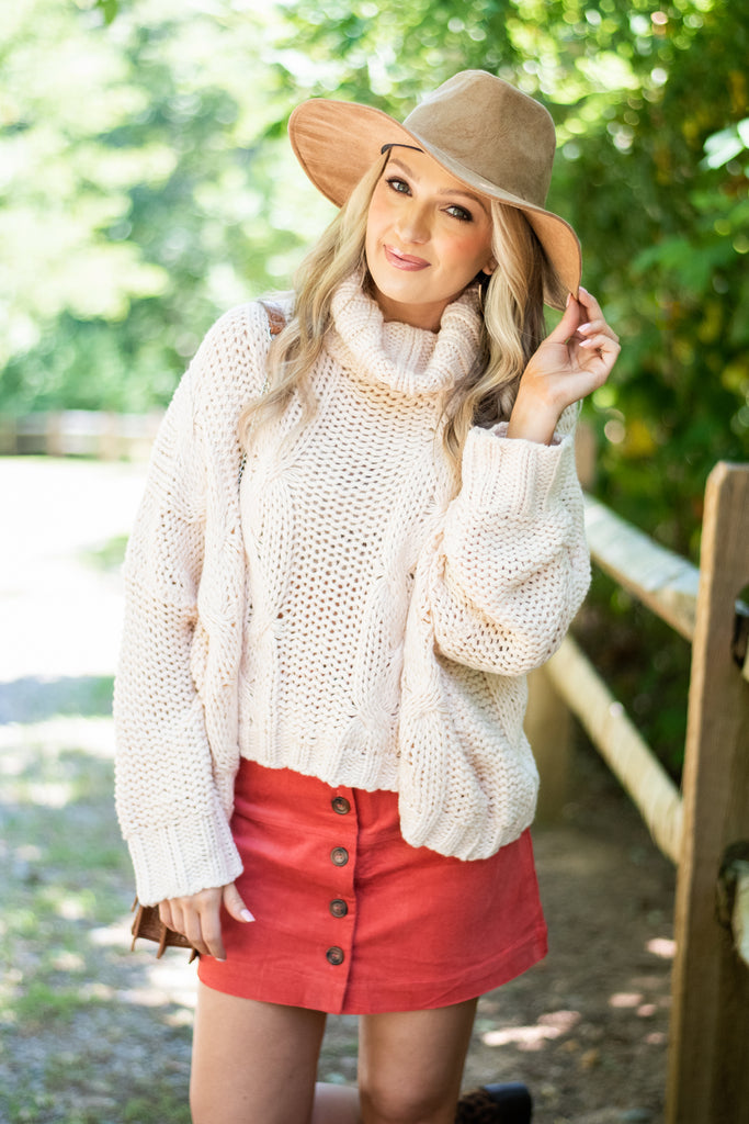 oversized white turtleneck sweater