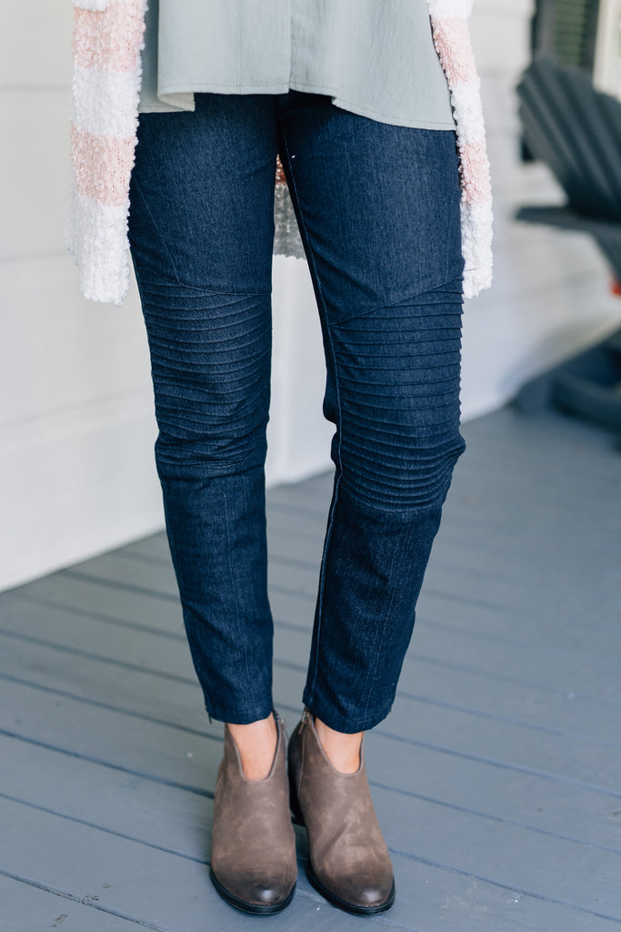 denim moto jeggings