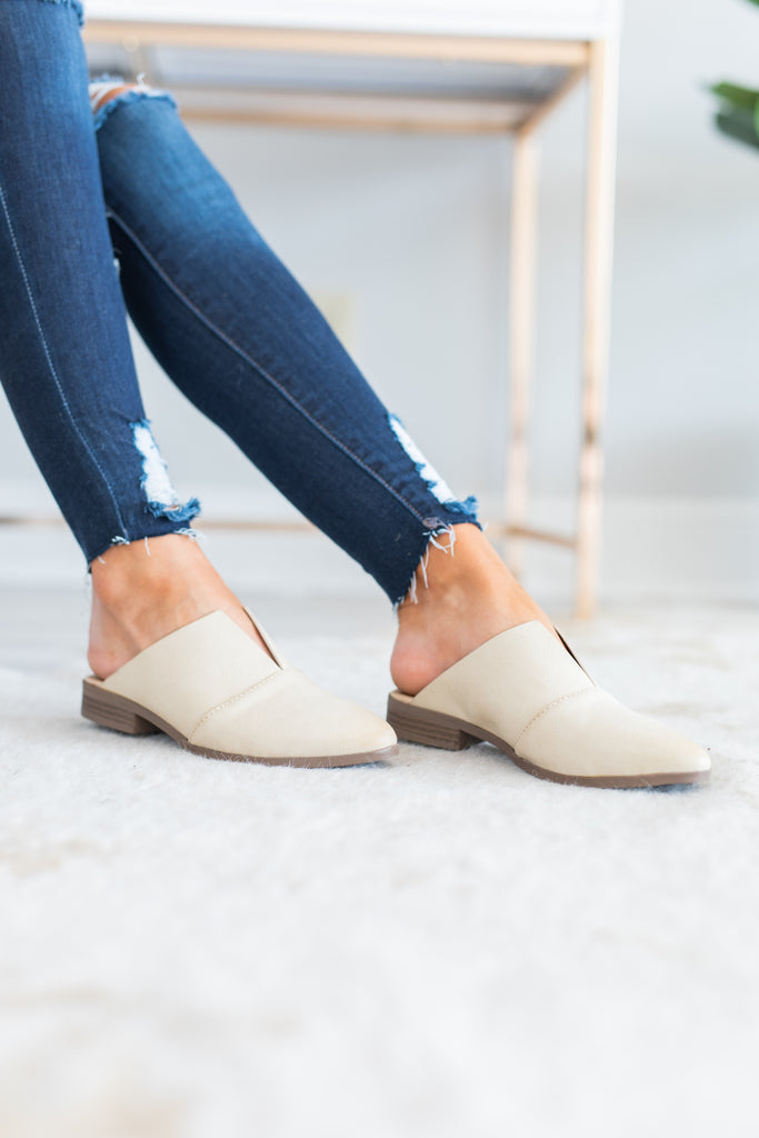 tan mule flats