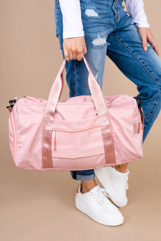 blush pink duffle bag