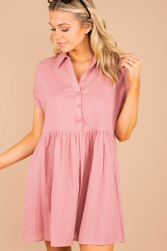 dusty pink casual dress