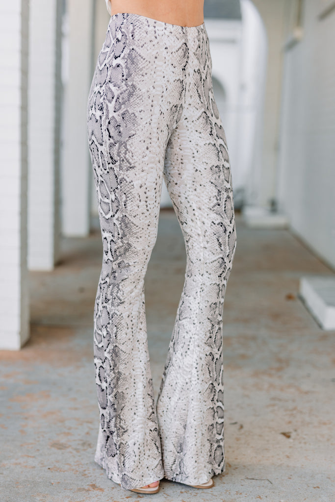 snake flared pants grey