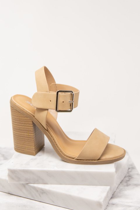 Versatile Chic Beige Brown Heels - Cute 