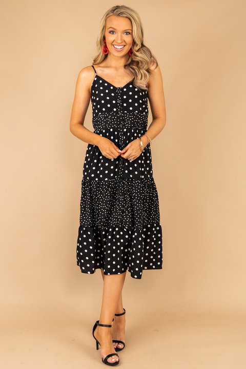 mixed polka dot midi dress warehouse